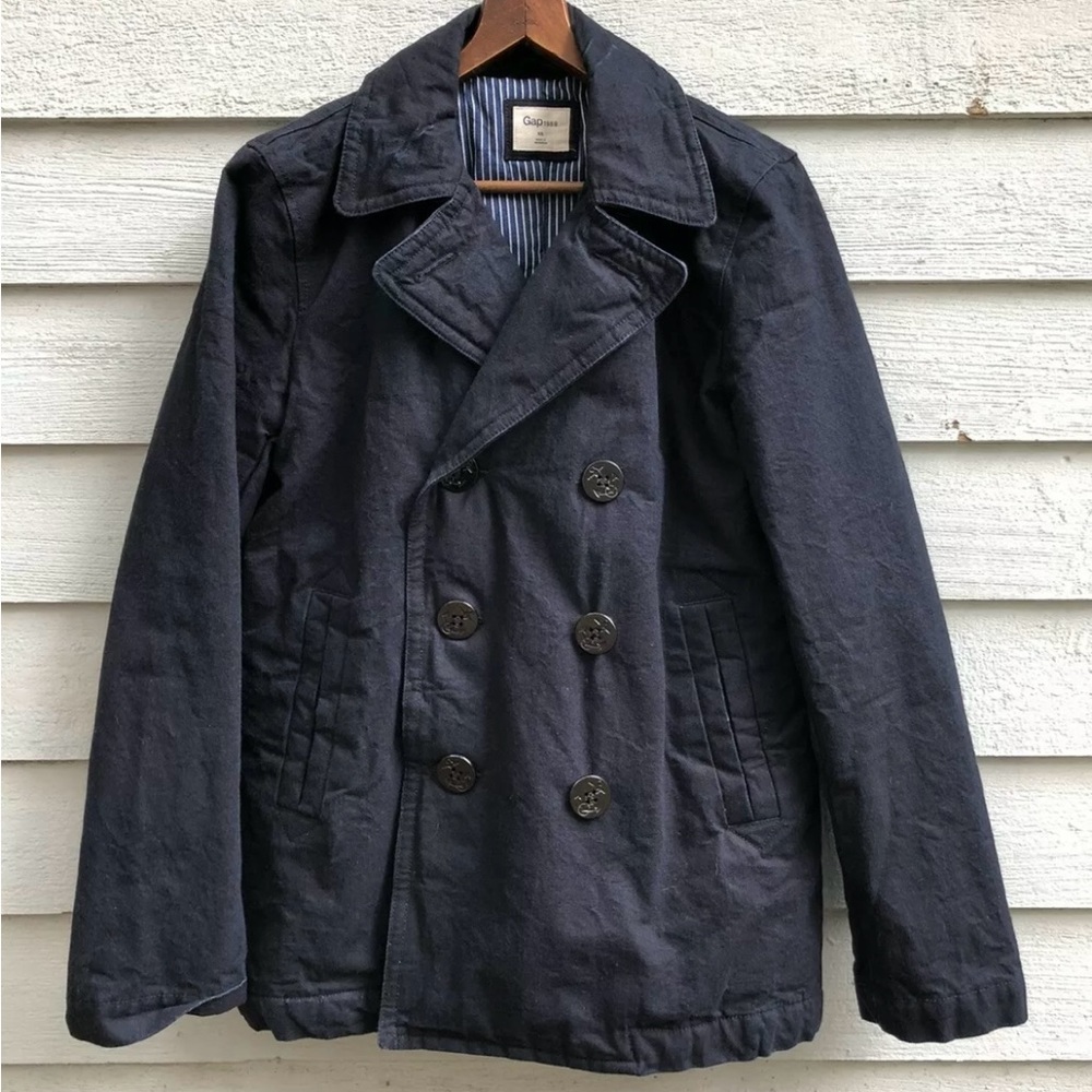 Gap Indigo Canvas Pea Coat XS